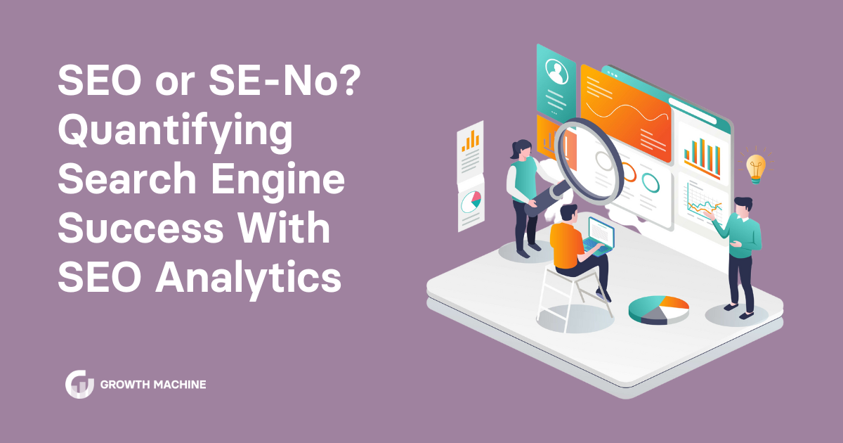 SEO Analytics: Graphic of employees looking at data and analytics